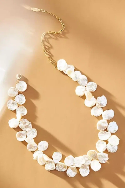 By Anthropologie Petal Keshi Pearl Necklace In White
