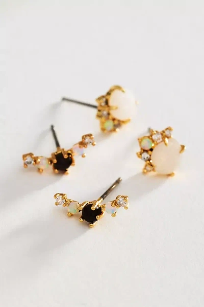 By Anthropologie Petite Crystal Post Earrings, Set Of 2 In Gold