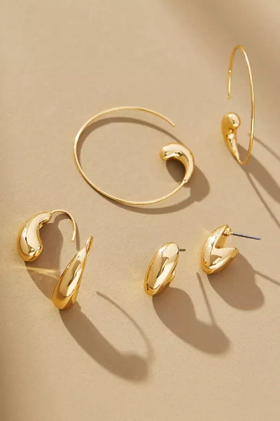 By Anthropologie Petra Huggie Earrings, Set Of 3 In Gold