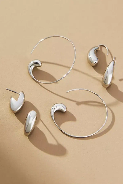 By Anthropologie Petra Huggie Earrings, Set Of 3 In Metallic