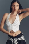 By Anthropologie Pinstripe Halter Vest In White