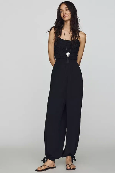 By Anthropologie Pintuck Smocked Jumpsuit In Black
