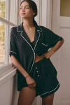 By Anthropologie Piped Pajama Shorts In Black