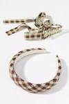 By Anthropologie Plaid Headband & Bow Hair Claw Clip Set In Brown