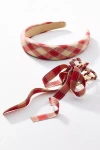 By Anthropologie Plaid Headband & Bow Hair Claw Clip Set In Red