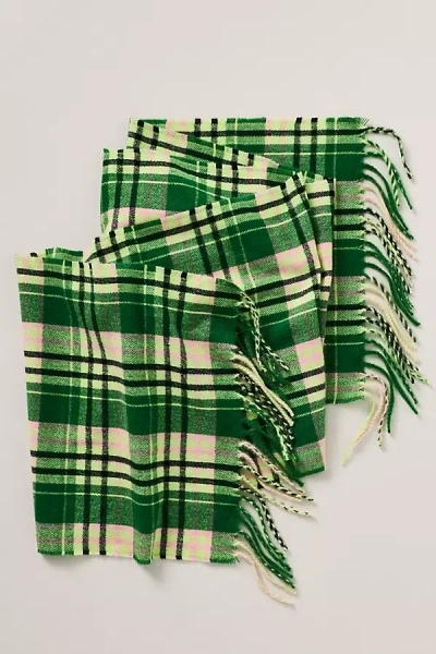 By Anthropologie Plaid Heritage Fringe Scarf In Green