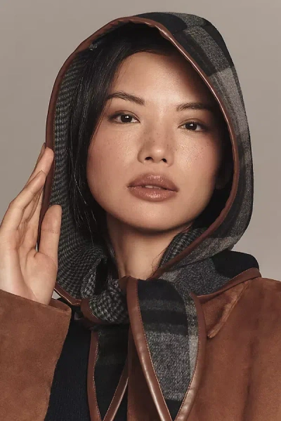 By Anthropologie Plaid Hood In Blue