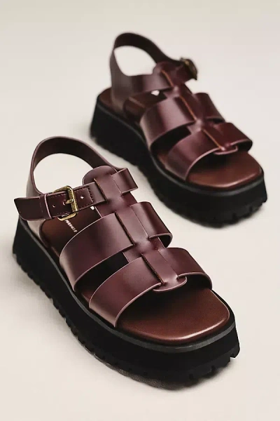 By Anthropologie Platform Fisherman Sandals In Brown