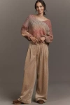 By Anthropologie Pleated Cord Trousers In Neutral