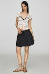 By Anthropologie Pleated Drawstring Mini Skirt In Black