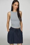 By Anthropologie Pleated Drawstring Mini Skirt In Blue