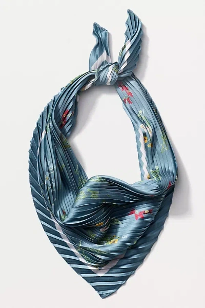 By Anthropologie Pleated Floral Hair Scarf In Blue