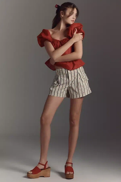 By Anthropologie Pleated Printed Shorts In Multicolor