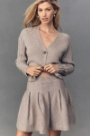 By Anthropologie Pleated Sweater Mini Skirt In Sand