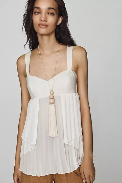 By Anthropologie Pleated Tank Top In White