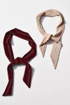 By Anthropologie Pleated Velvet Hair Scarves, Set Of 2 In Brown