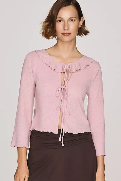 By Anthropologie Plissé Cardigan Top In Pink
