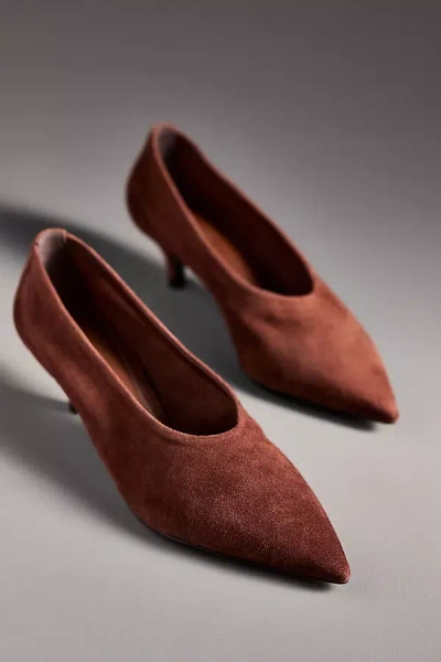 By Anthropologie Pointed-toe Kitten-heel Pumps In Brown