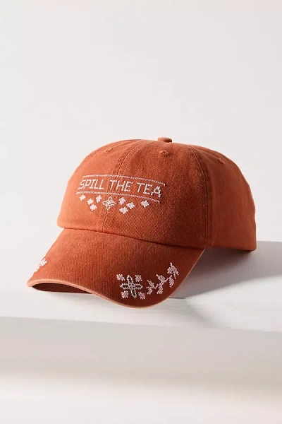 By Anthropologie Pointelle Stitched Baseball Cap In Brown