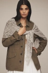 By Anthropologie Pointelle Triangle Wrap Scarf In Gray