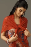 By Anthropologie Pointelle Triangle Wrap Scarf In Red