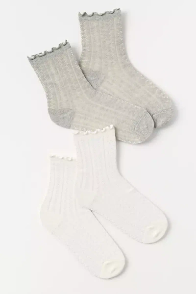 By Anthropologie Pointelle Trouser Socks, Set Of 2 In Multi