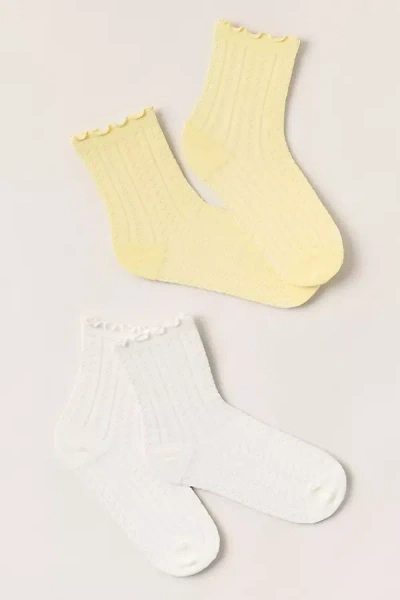 By Anthropologie Pointelle Trouser Socks, Set Of 2 In Yellow