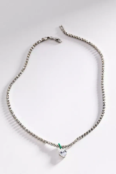 By Anthropologie Pop-color Crystal Pendant Necklace In Silver