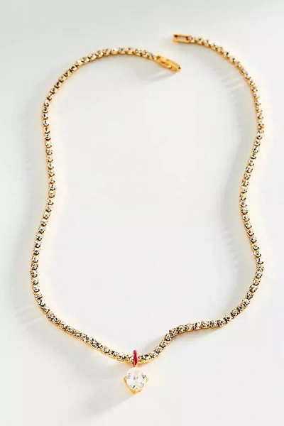 By Anthropologie Pop-color Crystal Pendant Necklace In Gold