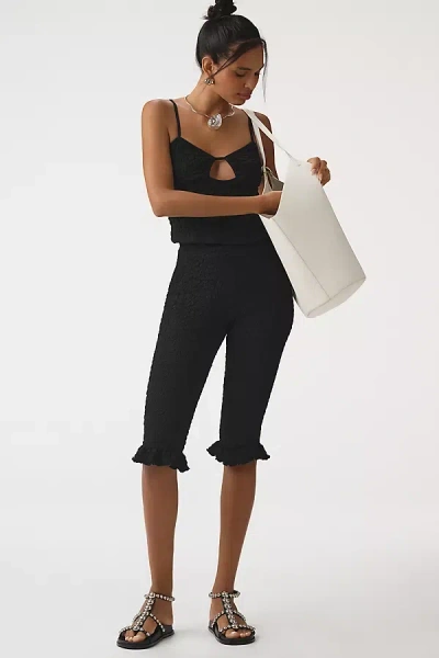 By Anthropologie Popcorn Knit Capri Pants In Black