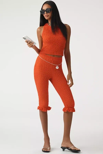 By Anthropologie Popcorn Knit Capri Pants In Red