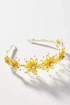 By Anthropologie Positano Beaded Floral Headband In Gold