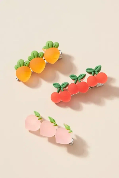 By Anthropologie Positano Fruit Barrettes, Set Of 3 In Multi
