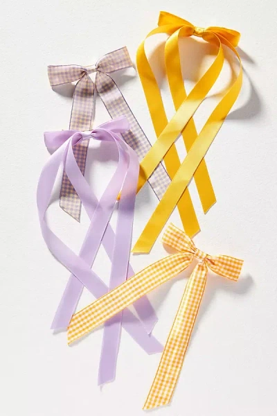 By Anthropologie Positano Gingham Hair Bows, Set Of 4 In Multi