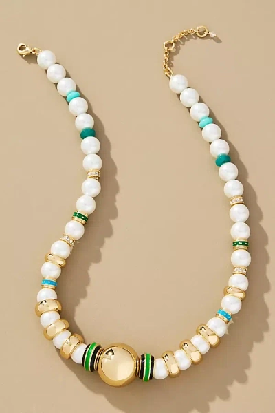 By Anthropologie Preppy Pearl Short Necklace In White