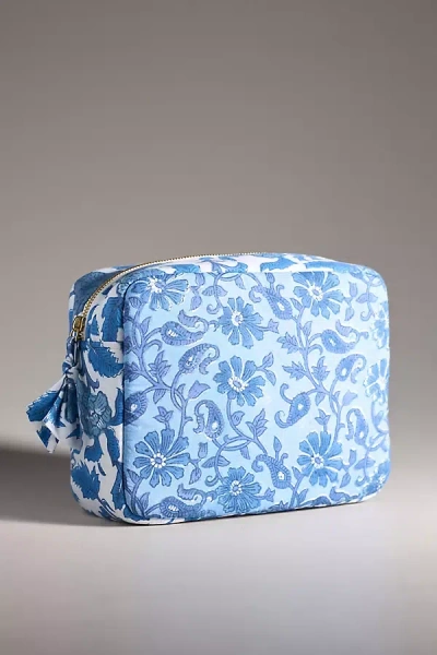 By Anthropologie Printed Cosmetic Bag In Blue