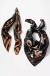 By Anthropologie Printed Hair Scarves, Set Of 2 In Black