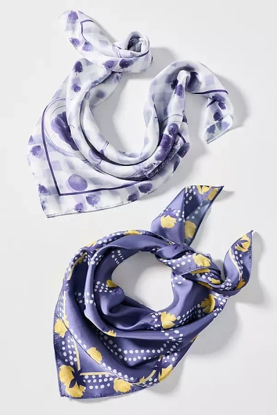 By Anthropologie Printed Hair Scarves, Set Of 2 In Blue
