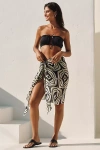 By Anthropologie Printed Silk Chiffon Sarong Skirt In Black