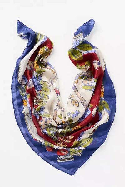 By Anthropologie Printed Silk Scarf In Blue