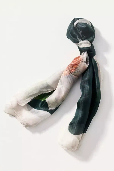 By Anthropologie Printed Silk Scarf In Green