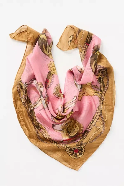 By Anthropologie Printed Silk Scarf In Pink
