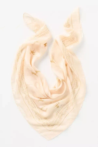 By Anthropologie Printed Silk Scarf In White