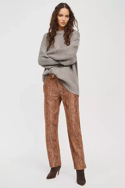 By Anthropologie Printed Tapered-leg Pants In Brown