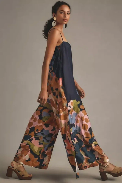 By Anthropologie Printed Wide-leg Jumpsuit In Blue