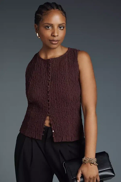 By Anthropologie Puckered Peplum Top In Brown