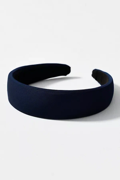 By Anthropologie Puff Ribbed Satin Headband In Blue