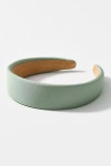 By Anthropologie Puff Ribbed Satin Headband In Green