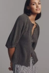 By Anthropologie Puff-sleeve Cardigan Sweater In Green