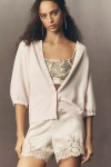 By Anthropologie Puff-sleeve Cardigan Sweater In Neutral